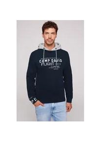 Kapuzensweatshirt CAMP DAVID Gr. M, blau (blau navy) Herren Sweatshirts mit Frontprint