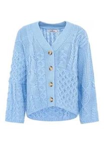 Cardigan Zwillingsherz ""Zopfstrick"" Gr. S/M, blau Damen Strickjacken "Zopfstrick" mit Knopfleiste und Wollanteil