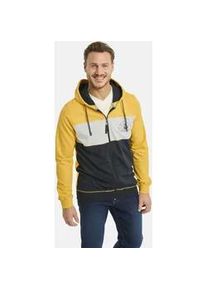 Kapuzensweatjacke Jan Vanderstorm "Sweatjacke PAULHARD" Gr. XL, bunt (gelb dunkelblau) Herren Sweatjacken im Streifen-Design