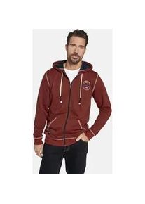 Kapuzensweatjacke Jan Vanderstorm "Sweatjacke JOKORA" Gr. XL, rot (rot melange) Herren Sweatjacken