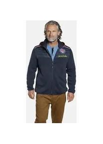 Sweatjacke Jan Vanderstorm "Strickfleecejacke STELLAN" Gr. XXL, blau (dunkelblau) Herren Sweatjacken