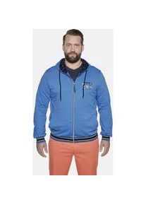 Kapuzensweatjacke CHARLES COLBY "Sweatjacke DUKE EDMUND" Gr. 5XL, blau (blau melange) Herren Sweatjacken mit kontrastfarbener Kapuze