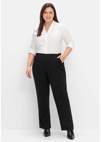 Große Größen Weite Hose mit Schlupfbund, aus Effektgarn Gr. 56 schwarz von sheego für Damen