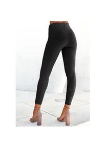 Highwaist Leggings Lascana Gr. 44/46, N-Gr, schwarz Damen Hosen mit Zierknöpfen