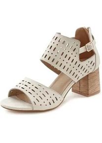 Riemchensandalette Lascana Gr. 37, beige Damen Schuhe Sandale, Sommerschuh mit Blockabsatz und Cut-Outs VEGAN