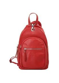 Cityrucksack Samantha Look Gr. B/H/T: 28cm x 18cm x 10cm, rot Rucksäcke echt Leder, Made in Italy