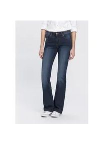 Bootcut-Jeans Arizona "Bund mit seitlichem Gummizugeinsatz" Gr. 84, K + L Gr, blau (schwarz, blau, used) Damen Jeans hohe Leibhöhe, Bootcut, mit Stretch, klassischer 5-Pocket-Style Bestseller