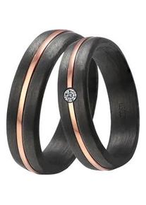 Trauring DOOSTI "Schmuck Geschenk CARBON Ehering Partnerring LIEBE" Fingerringe Gr. 62, ohne Zirkonia, Carbon, 5mm, rosegold (schwarz, roségoldfarben) wahlweise mit oder ohne Zirkonia