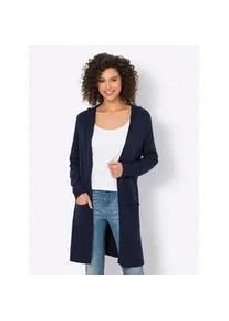 Longstrickjacke Heine Gr. 48/50, blau (marine) Damen Strickjacken