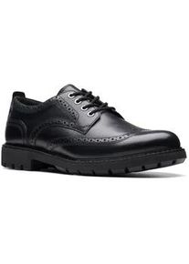 Budapester Clarks "Batcombe Far" Gr. 40, schwarz (black leather) Herren Schuhe Brogue, Schnürschuh, Business Schuh mit Flügelkappe