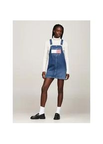 Jeanskleid Tommy Jeans "PINAFORE DRESS DH6031 EXT" Gr. XS (34), N-Gr, blau (mid blue) Damen Kleider mit großem Logo