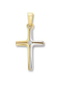 Ketten-Anhänger ONE ELEMENT "Zirkonia Kreuz Anhänger aus 333 Gelbgold" Schmuckanhänger Gr. Gelbgold 333, goldfarben (gold) Damen Gold Schmuck