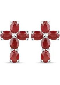 Paar Ohrstecker VIRA JEWELS "925-Sterling Silber rhodiniert Glänzend Rubin rot" Ohrringe Gr. ONE-SIZE, 2,2 ct, Silber 925 (Sterlingsilber), weiß (weiß, rot) Damen