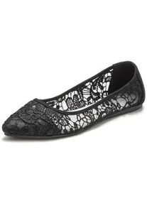 Slipper Lascana Gr. 38, schwarz Damen Schuhe Brautschuh Ballerina Halbschuh, mit floraler Spitze VEGAN