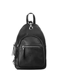 Cityrucksack Samantha Look Gr. B/H/T: 28cm x 18cm x 10cm, schwarz Rucksäcke echt Leder, Made in Italy