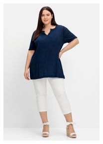 sheego Damen 7/8-Hose "Große Größen", weiß, casual, Gr. 56, unifarben, Obermaterial: 98% Baumwolle, 2% Elasthan, Hosen, mit Gummibund, aus