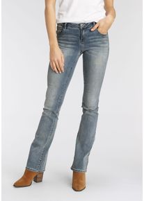 Arizona Damen Bootcut-Jeans "Ultra-Stretch", blau, Basic, Gr. 48, Denim/Jeans, Obermaterial: 74% Baumwolle, 24% Polyester, 2% Elasthan, Jeans,