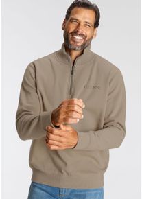 H.I.S. H.I.S Herren Sweatshirt, beige, casual, Gr. L, unifarben mit Farbeinsatz, Sweatware, Obermaterial: 60% Baumwolle, 40% Polyester, Sweatshirts,