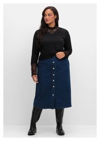 sheego Damen Jeansrock "Große Größen", blau, casual, Gr. 48, unifarben, Obermaterial: 81% Baumwolle, 17% Polyester, 2% Elasthan, Röcke, mit
