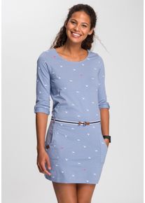 Kangaroos Damen Jerseykleid, blau, casual, Gr. 40, bedruckt, kontrastfarbene Details, Single Jersey, Obermaterial: 100% Baumwolle. Gürtel: 100%