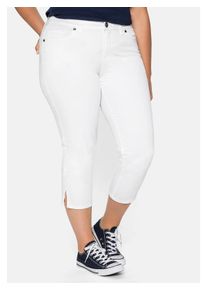 sheego Damen 7/8-Hose "Große Größen", weiß, sportlich, Gr. 58, unifarben, Obermaterial: 97% Baumwolle, 3% Elasthan, Hosen, aus elastischem