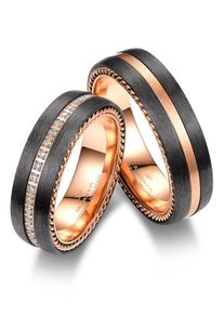 MARRYA Damen Trauring "Carbon Ringe Trauringe Eheringe Partnerringe", 58, Carbon, rosa, Carbon, Fingerringe