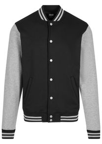 Urban Classics Herren Collegejacke "Urban Classics Herren 2-tone College Sweatjacket", schwarz, klassisch, Gr. S, unifarben, 65% Baumwolle, 35%