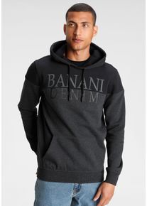 Bruno Banani Herren Kapuzensweatshirt, schwarz, casual, Gr. S, bedruckt, meliert, Obermaterial: 60% Baumwolle, 40% Polyester, Sweatshirts, Langarm,