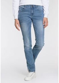 Kangaroos Damen Relax-fit-Jeans "RELAX-FIT HIGH WAIST", blau, Basic, Gr. 42, Abriebeffekte, vintage, Denim/Jeans, Obermaterial: 67% Baumwolle, 32%