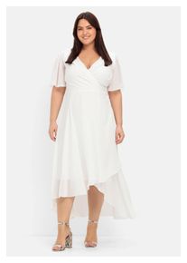 sheego Damen Chiffonkleid "Große Größen", weiß, elegant, Gr. 50, unifarben, Obermaterial: 100% Polyester;Futter: 100% Polyester, Kleider, im