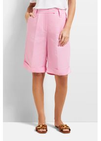 Bugatti Damen Stoffhose, pink, casual, Gr. 42, 50% Leinen, 50% Viskose, Hosen, mit Bundfalte