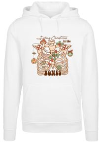 F4NT4STIC Damen Kapuzenpullover "Feeling Christmas in the bones", weiß, casual, Gr. M, Obermaterial: 65% Baumwolle, 35% Polyester, Pullover, Premium