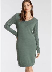Tamaris Damen Strickkleid, grün, feminin, Gr. 34, Ajourstrickmuster, Strick, Obermaterial: 50% Viskose, 28% Polyester, 22% Polyamid, Kleider,