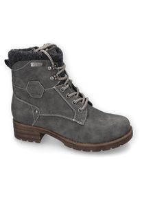 Damen Schnürstiefelette, Dockers by Gerli, Gr. 41, grau, Nubuklederimitat, Textil, used, klassisch, Schuhe, Schnürboots, Winterstiefel mit Filz am