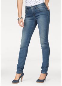 Arizona Damen Slim-fit-Jeans "Curve-Collection", blau, Basic, Gr. 54, Jeans, Obermaterial: 99% Baumwolle, 1% Elasthan, Jeans, hohe Leibhöhe,