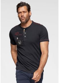 MAN'S WORLD MAN'S WORLD Herren Henleyshirt, blau, casual, Gr. XL, bedruckt, Single Jersey, Obermaterial: 100% Baumwolle. Besatz: 100% Baumwolle, Shirts, Kurzarm,