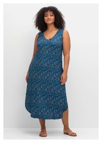 sheego Damen Jerseykleid "Große Größen", blau, feminin, Gr. 50, gemustert, Obermaterial: 95% Viskose (LENZING ECOVERO), 5% Elasthan, Kleider, mit