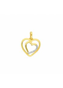 Adelia´s ADELIA ́S Damen Ketten-Anhänger "Damen Goldschmuck 333 Gold Anhänger Herz mit Zirkonia", Weißgold 333, gold, Weißgold 333, Schmuckanhänger, mit