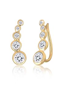Elli Damen Paar Ohrstecker "Ohrklemme Earclimber mit Kristalle", mit Steinen, Silber 925 (Sterlingsilber), gold, Silber 925 (Sterlingsilber), Ohrringe