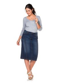 sheego Damen Jeansrock "Große Größen", blau, casual, Gr. 56, unifarben, Obermaterial: 98% Baumwolle, 2% Elasthan, Röcke, Used Effekte, jedes Teil ein
