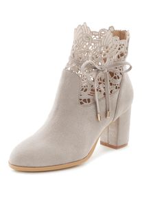 Lascana Damen High-Heel-Stiefelette, Gr. 38, grau, Obermaterial: 100% Textilmaterial. Futter: 100% Textilmaterial. Decksohle: 100% Textilmaterial.