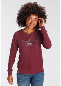 Kangaroos Damen Sweatshirt, rot, casual, Gr. 32, unifarben mit Farbeinsatz, bedruckt, kontrastfarbene Details, Interlock, Obermaterial: 100%