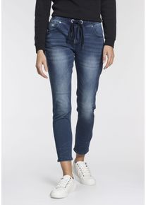 Kangaroos Damen Jogg Pants "7/8 JOGG-DENIM", blau, Basic, Gr. 34, Abriebeffekte, Jersey, Obermaterial: 59% Baumwolle, 40% Polyester, 1% Elasthan,