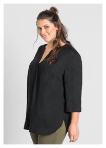 sheego Damen Tunika "Große Größen", schwarz, casual, Gr. 46, unifarben, Obermaterial: 100% Viskose, Tuniken, aus fließender Viskose-Qualität