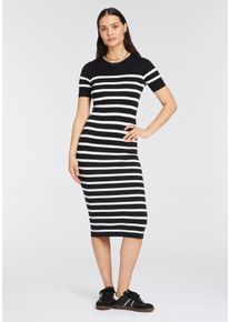 HECHTER PARIS Damen Strickkleid, schwarz-weiß, feminin, Gr. 36, Feinstrick, Obermaterial: 70% Viskose, 30% Polyamid, Kleider, wadenlang, modern, aus