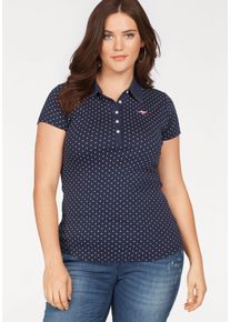 Kangaroos Damen Poloshirt, blau, casual, Gr. 52, bedruckt, Rippware, Single Jersey, Obermaterial: 100% Baumwolle, Shirts, figurbetonter Schnitt,
