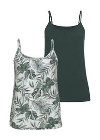 Lascana Damen Spaghettitop "mit Raffung am Ausschnitt", grün, casual, Gr. 36, gemustert, Obermaterial: 95% Viskose (LENZING ECOVERO), 5% Elasthan,