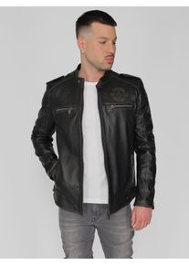 Mustang Herren Lederjacke "31021505", schwarz, Gr. S, Obermaterial: 100% Leder, Lamm /Futter oben: 90% Baumwolle, 10% Viskose / Futter unten: 100%