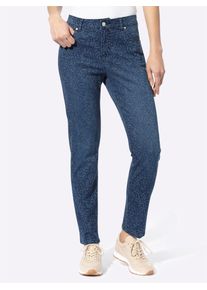 Heine Damen Bequeme Jeans, blau, Gr. 40, gemustert, mehrfarbig, bedruckt, 56% Baumwolle, 19% Polyester, 14% Lyocell, 10% Viskose, 1% Elasthan, Jeans