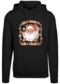 F4NT4STIC Damen Kapuzenpullover "Stay Merry And Bright Hippie Santa", schwarz, casual, Gr. XL, Obermaterial: 65% Baumwolle, 35% Polyester, Pullover,